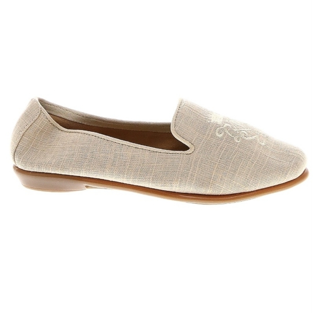 Aerosoles StitchNTurn Natural Tan Canvas Flats Women's Size 6M Shoes Embroidered